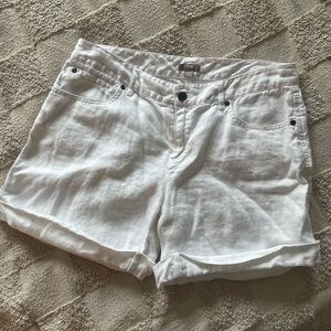 J. Jill Women's White Linen Shorts Cuffed Relaxed Beach Summer Coastal 8